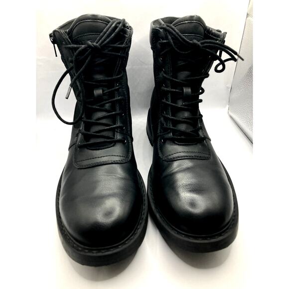 Guess Los Angeles Radford Combat Boots 9.5 M Black Combat Leather Mesh 8" Rise - Picture 3 of 9